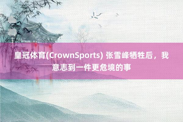 皇冠体育(CrownSports) 张雪峰牺牲后，我意志到一件更危境的事