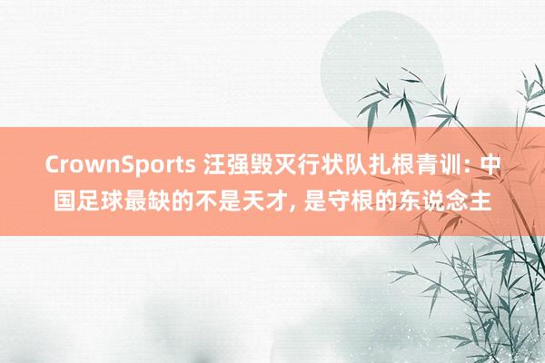 CrownSports 汪强毁灭行状队扎根青训: 中国足球最缺的不是天才， 是守根的东说念主