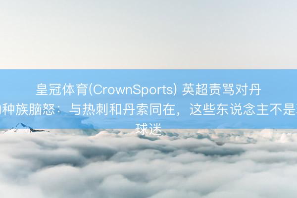皇冠体育(CrownSports) 英超责骂对丹索的种族脑怒：与热刺和丹索同在，这些东说念主不是球迷