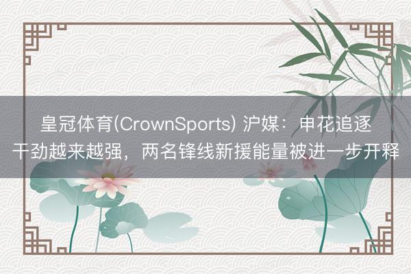 皇冠体育(CrownSports) 沪媒：申花追逐干劲越来越强，两名锋线新援能量被进一步开释