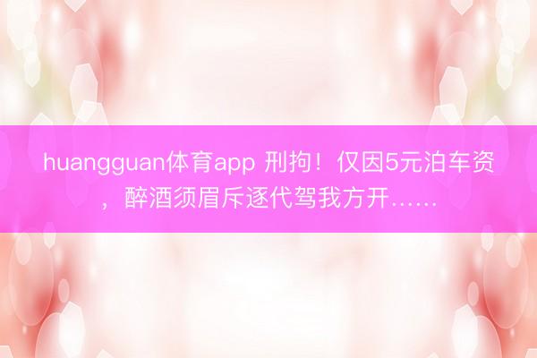 huangguan体育app 刑拘！仅因5元泊车资，醉酒须眉斥逐代驾我方开……