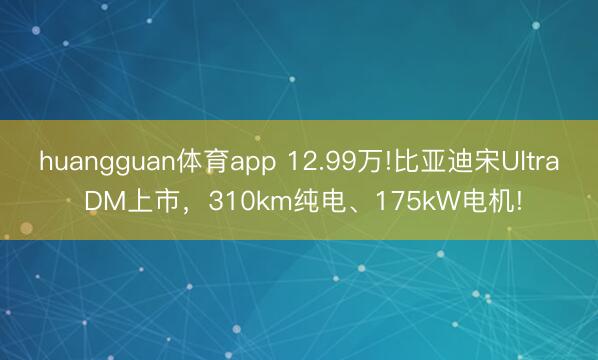 huangguan体育app 12.99万!比亚迪宋Ultra DM上市，310km纯电、175kW电机!