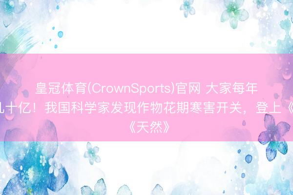 皇冠体育(CrownSports)官网 大家每年亏蚀几十亿！我国科学家发现作物花期寒害开关，登上《天然》