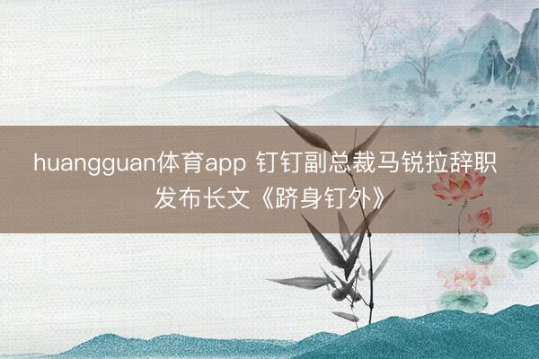 huangguan体育app 钉钉副总裁马锐拉辞职 发布长文《跻身钉外》