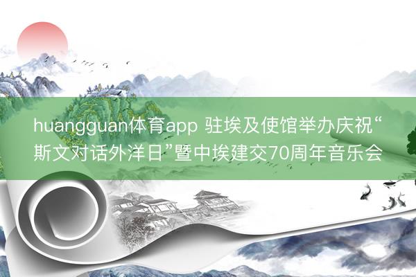 huangguan体育app 驻埃及使馆举办庆祝“斯文对话外洋日”暨中埃建交70周年音乐会