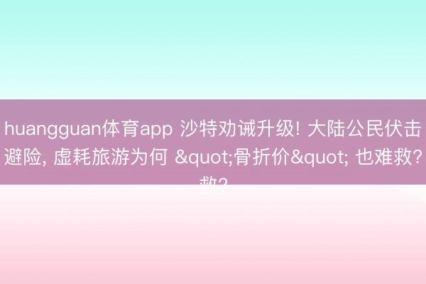 huangguan体育app 沙特劝诫升级! 大陆公民伏击避险, 虚耗旅游为何 "骨折价" 也难救?