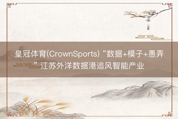 皇冠体育(CrownSports) “数据+模子+愚弄” 江苏外洋数据港追风智能产业