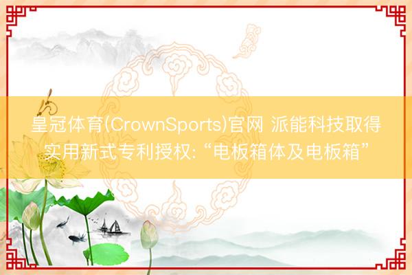 皇冠体育(CrownSports)官网 派能科技取得实用新式专利授权: “电板箱体及电板箱”